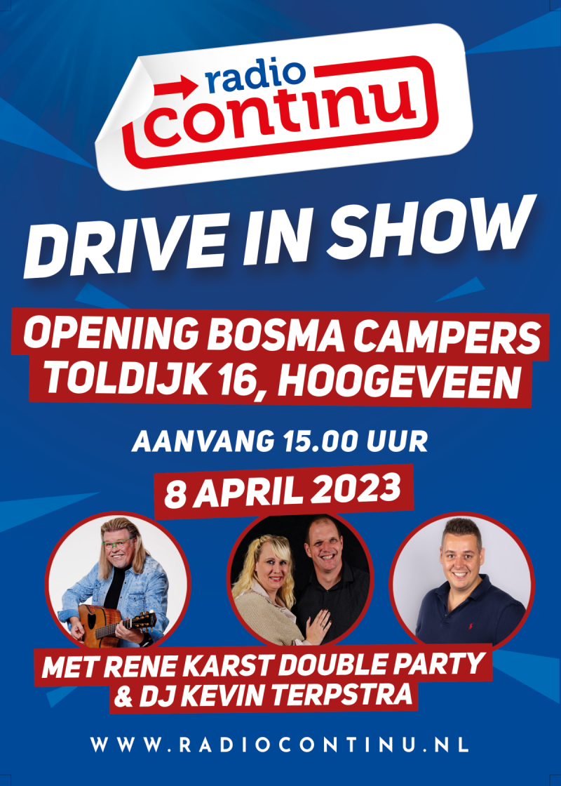 08-04: Radio Continu Drive-in show bij Bosma Campers in Hoogeveen!