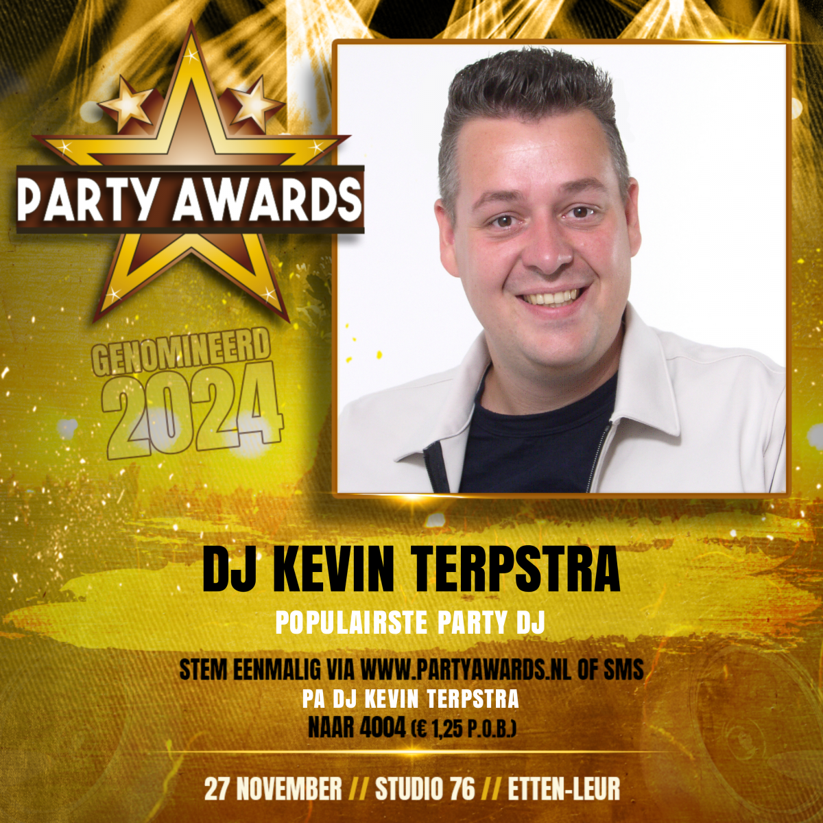 Kevin genomineerd bij Party Awards